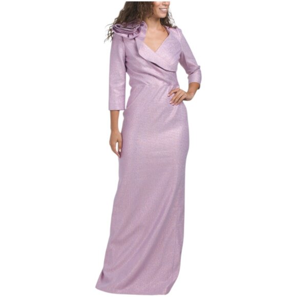TERI JON Speckle Pattern Flower Applique Gown - Picture 1 of 3